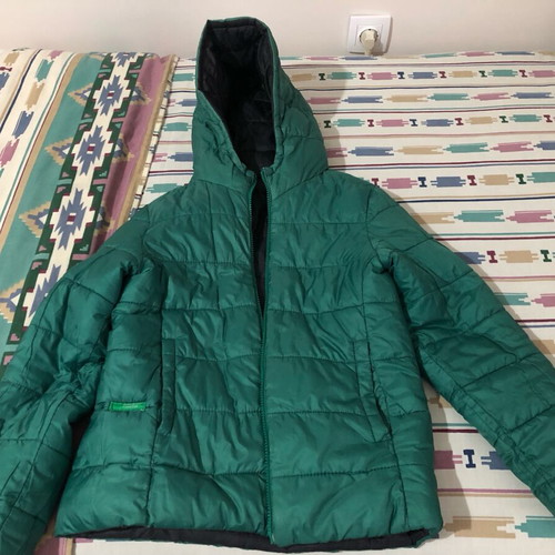 Benetton kids reversible jacket used, grey and green