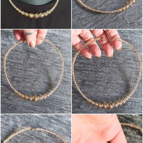 Murano Bead Vintage Choker Necklace used, gold plated, 39.5cm