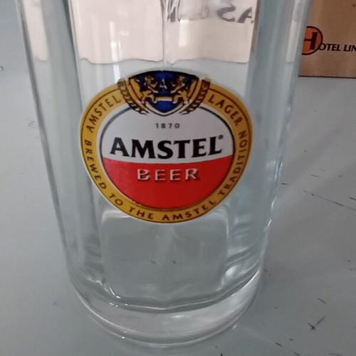 Amstel beer glass mug with handle, 300 ml, pack of 12