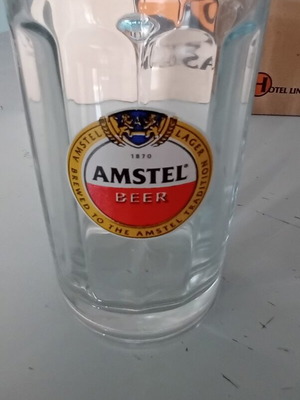 Amstel beer glass mug with handle, 300 ml, pack of 12