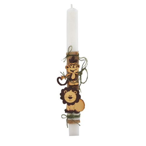 Easter candle new with wooden animals