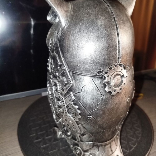 Διακοσμητικό κουκουβάγιας στυλ steampunk ασημί γλυπτό μεταχειρισμένο σαν καινούργιο