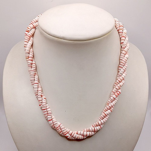 Coral three-strand necklace 46cm new, Apefthon, pink-orange