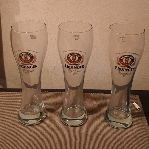 Erdinger Weissbier collectible glasses new, set of 3, 0.300l