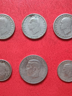 Coins of Kings Paul and Constantine II used, lot of 13