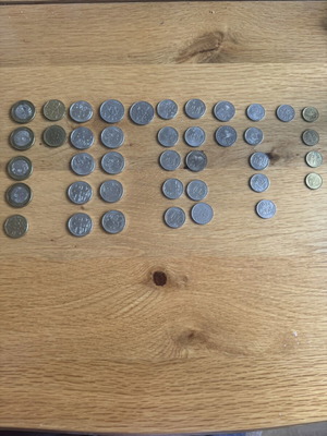 Singapore coins used, total 15.80 Singaporean dollars