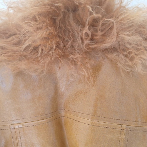 Women's leather coat with wool collar Naf Naf size M, like new