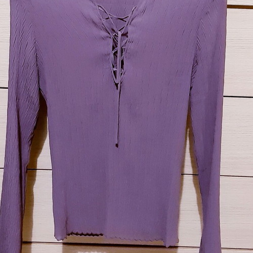Long-sleeve chiffon top Mango Large purple lilac new