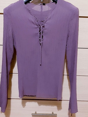 Long-sleeve chiffon top Mango Large purple lilac new