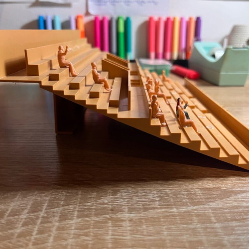 Subbuteo stadium stand with spectators