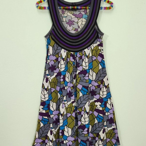 Summer dress mini-midi floral print sleeveless, new, one size
