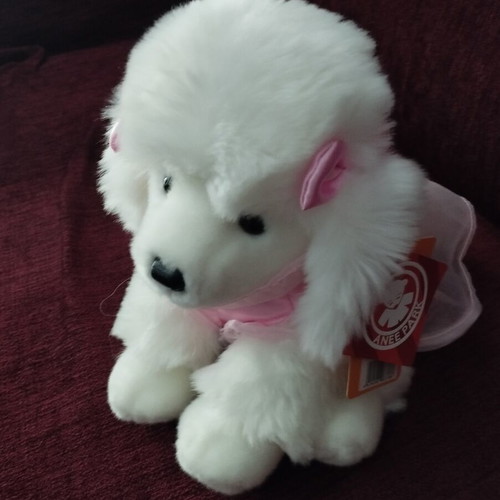Anee Park Poodle Plush Dog White with Pink Dress like new