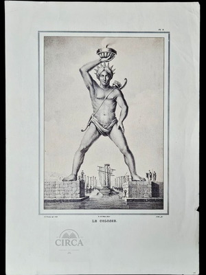 Authentic 1828 Lithograph Colossus of Rhodes like new