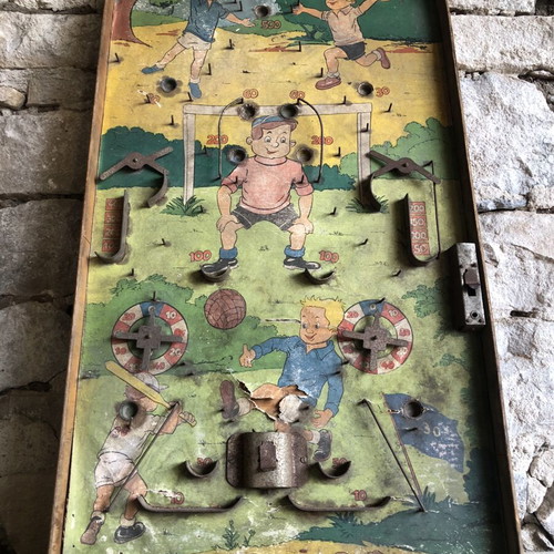 Retro wooden game Fortuna football pinball used, vintage 1950-1960