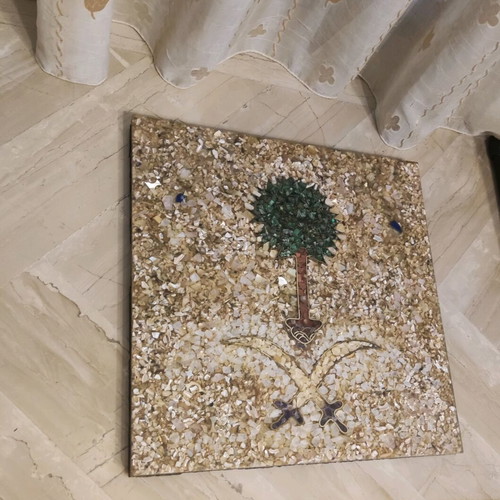 Handmade mosaic tile Saudi Arabia national emblem like new