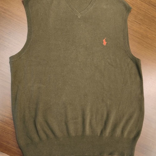 Polo Ralph Lauren Green Sweater Vest 100% Pima Cotton Men’s M Like New