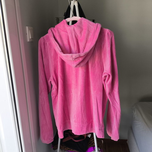 Velvet jacket with zipper and hood, like new, pink, size M