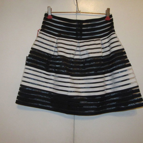 De Deo mini skirt black and white striped party semi-transparent new