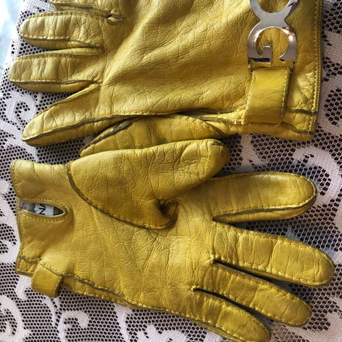 Dolce & Gabbana leather gloves used, yellow, size s-m