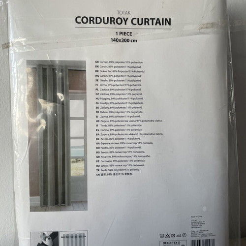 JYSK TOTAK Corduroy Curtain new, 140x300 cm, gray