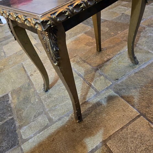 Vintage gold side table used with gilded details