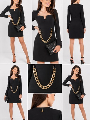 Patrizia Pepe original black dress like new, size 40 with removable belt