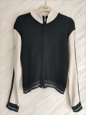 Contatto zip-up cardigan like new, black/white