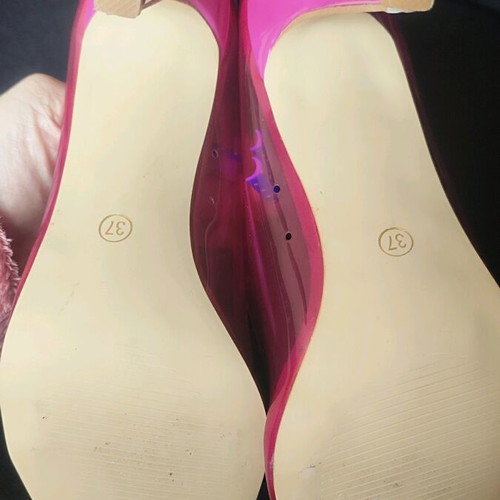 Clear fuchsia heels size 37 like new, 10cm heel