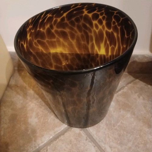 Glass floor planter used leopard print