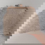 Τσάντα clutch πλεκτή χειροποίητη μπεζ νέα