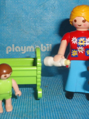 Playmobil mother with baby and cradle