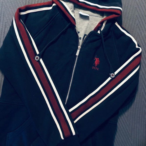 U.S. Polo Assn. men's cardigan used, size S, gray and blue