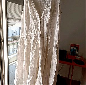 Laura ashley made in britain λευκό λινό φόρεμα 16 αγγλικό νούμερο
