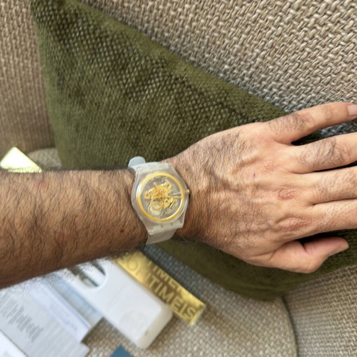 Swatch MY Time Golden Jelly Unisex Watch new, white and gold