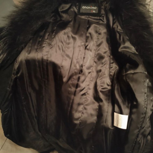 Black Anonima coat with fur and studs like new, size Medium