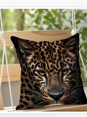 Leopard pillowcase new, 45x45 cm, dense velvet fabric