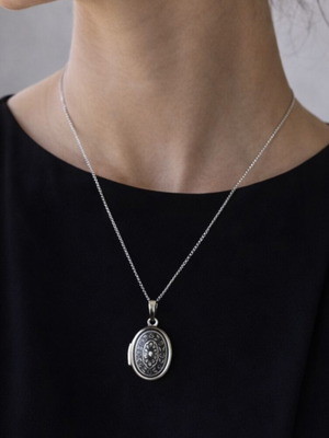 Vintage blackened silver locket pendant used