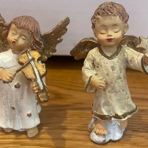 Decorative ceramic angel figurines, set of 2