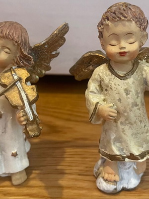 Decorative ceramic angel figurines, set of 2