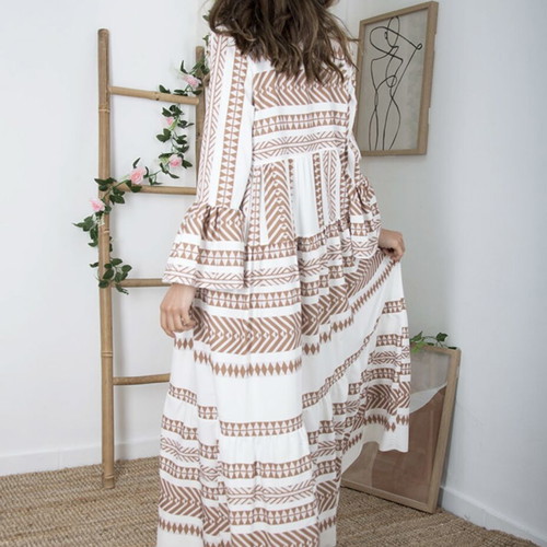 Boho dress white-pink like new, one size M-L