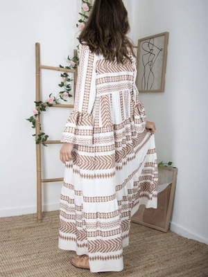 Boho dress white-pink like new, one size M-L