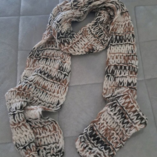 Wool knitted scarf like new, beige-gray
