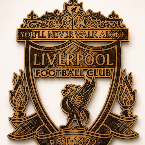 Engraved football items new, chipboard, 30x30 cm