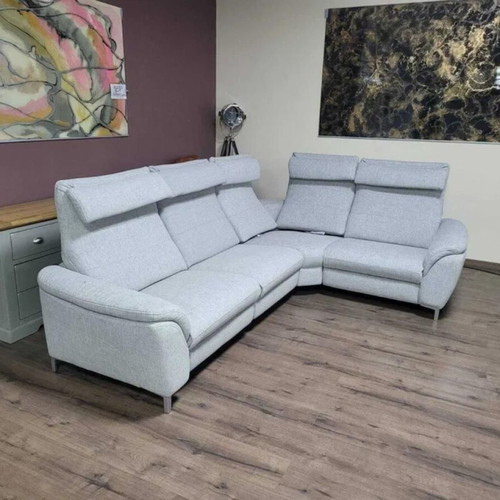 Gray HUKLA M-Bavero corner sofa new with electric relax mechanism