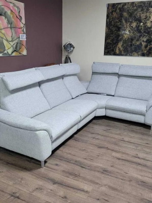 Gray HUKLA M-Bavero corner sofa new with electric relax mechanism