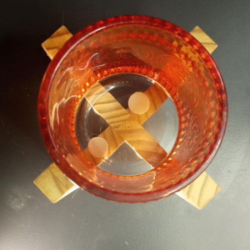 Glass candle holder vase for tealight on wooden base new