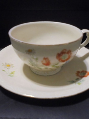 Elegant vintage porcelain cup and saucer set used
