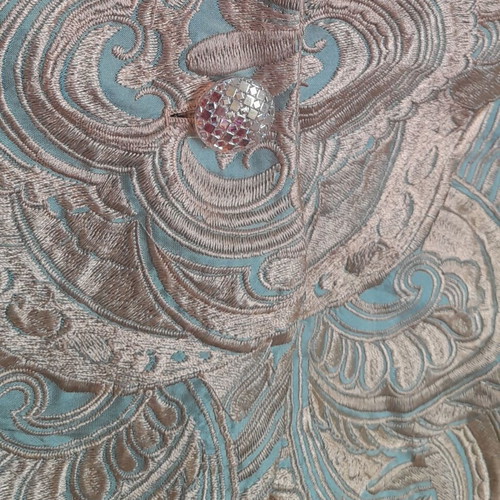 Brocade jacket spring like new, beige and turquoise