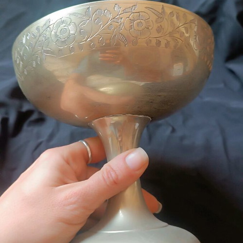 Large silver-plated vessel like new, vintage with hallmark