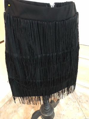 Skirt with fringes like new, black, size S